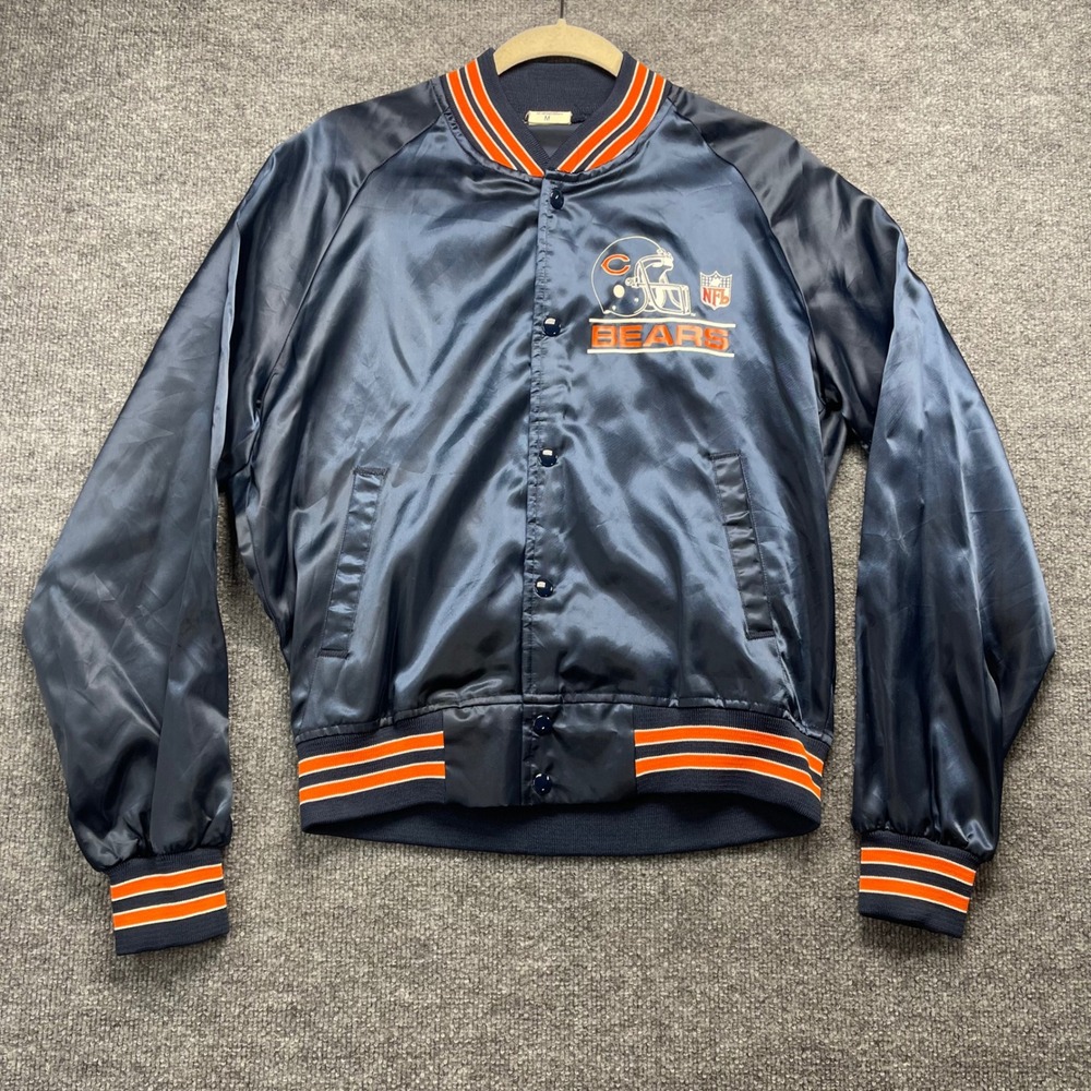 Vintage Chalk Line Chicago Bears Satin Jacket Navy Blue NFL Varsity Bomber Med